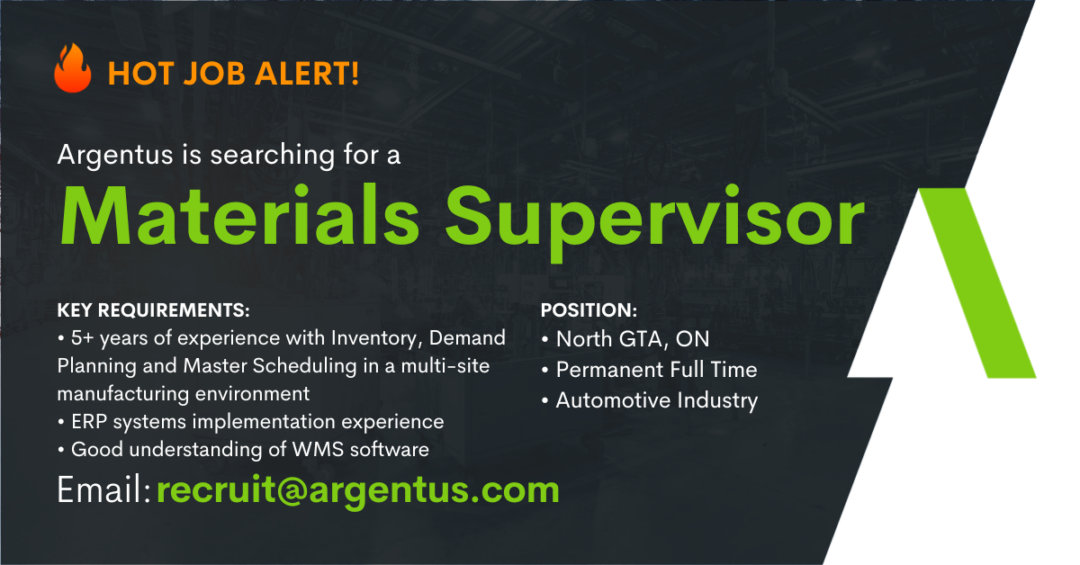 Materials Supervisor – Automotive Industry